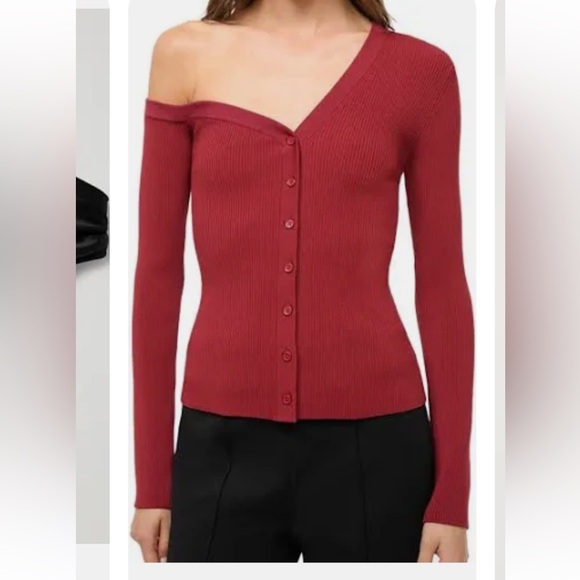 NWT Staud Craftsman Rib-Knit One-Shoulder Cardigan size S - Picture 1 of 2